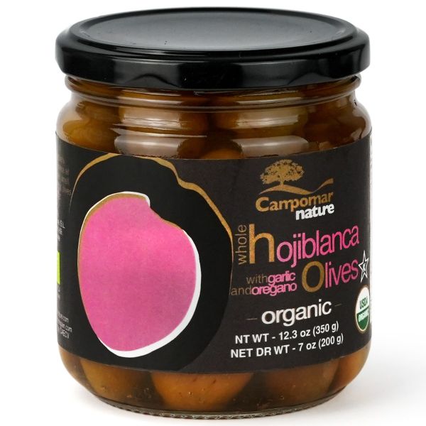 Whole Hojiblanca Olives With Garlic & Oregano, Organic