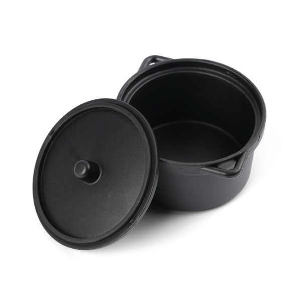 Black Polypropylene Mini Cooking Pot with Lid 3 oz & 2.8" - Set of 30 (1 case)