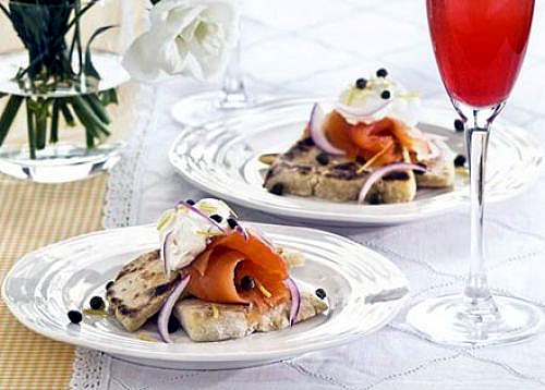 Potato cakes with smoked salmon