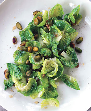 Sautéed Brussel Sprouts with Lemon and Pistachios