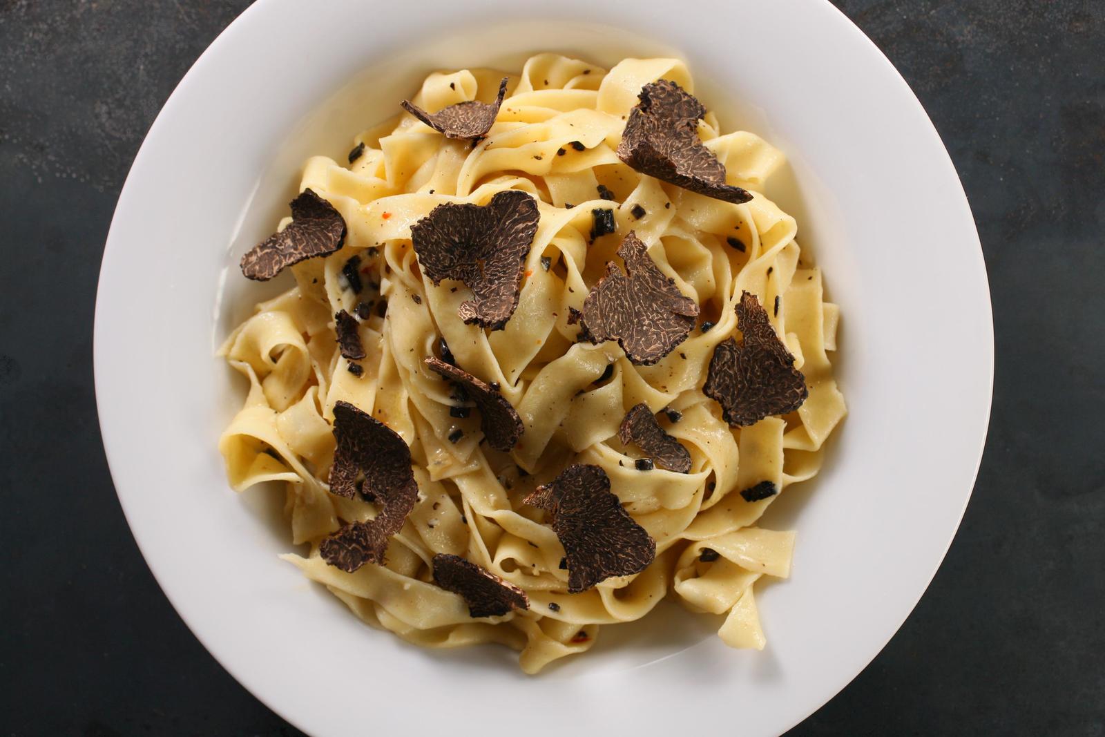 Organic Pasta With Shaved Black Truffles Recipe